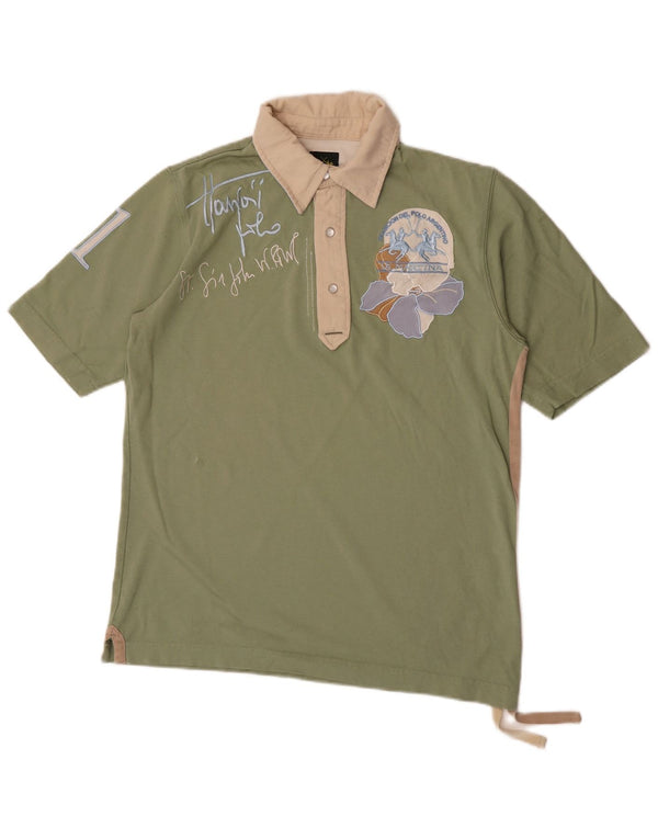 Polo grafica da uomo La Martina in cotone color block verde medio