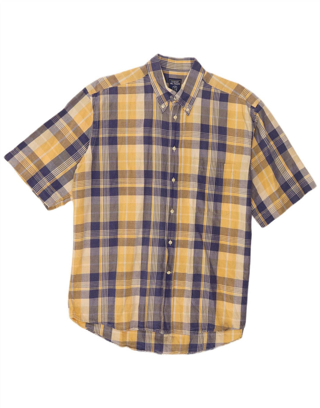 Camicia Trussardi Uomo Manica Corta a Quadri Grandi Blu