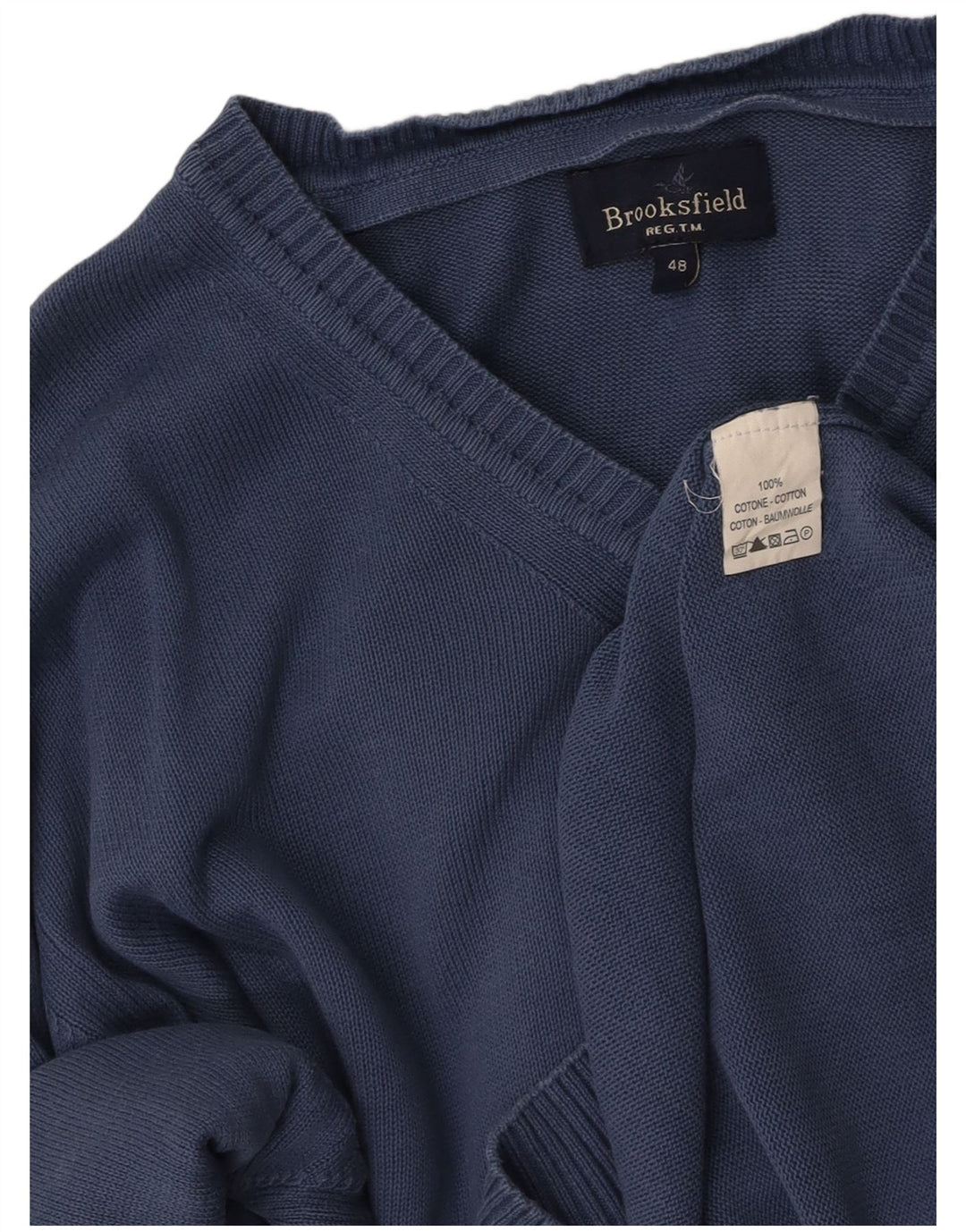 Maglione da uomo con scollo a V vestibilità ampia BROOKSFIELD IT 48 Cotone blu medio