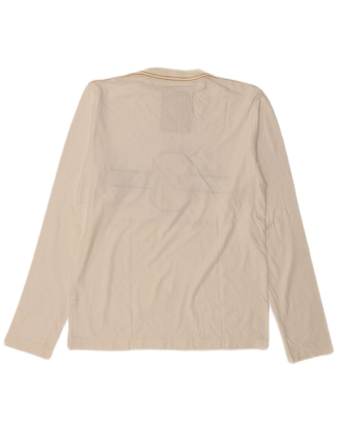 THINK PINK Top grafico da uomo a maniche lunghe XL in cotone bianco sporco