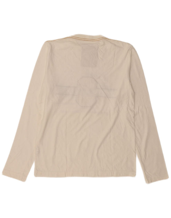 THINK PINK Top grafico da uomo a maniche lunghe XL in cotone bianco sporco