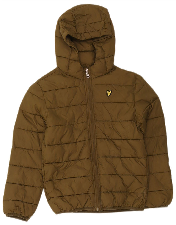Giacca imbottita con cappuccio Lyle & Scott per ragazzi 7-8 anni in poliammide kaki