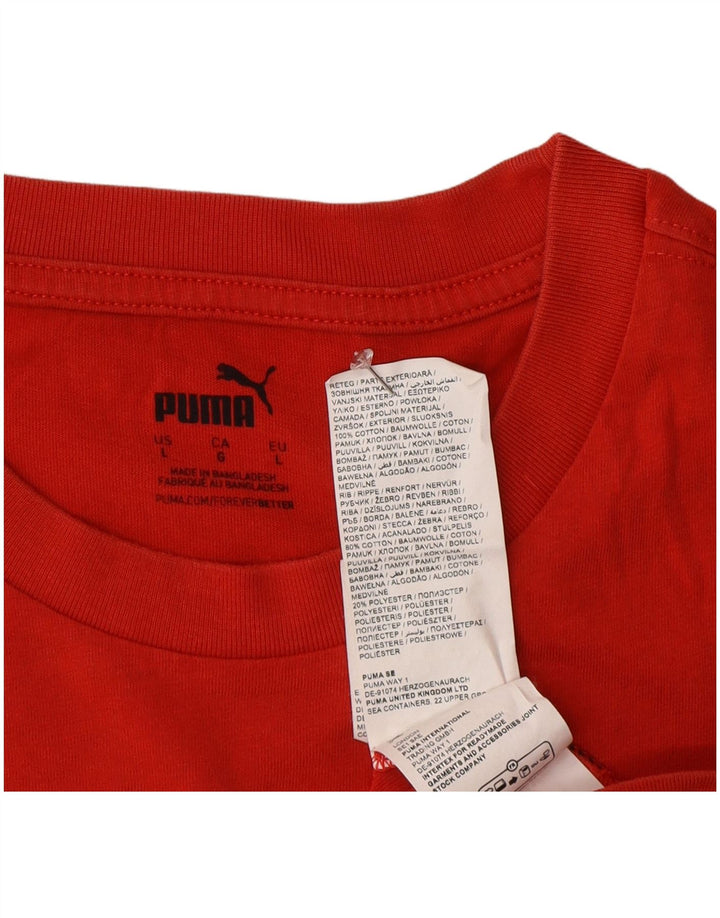 T-shirt grafica da uomo Puma Top grande in cotone rosso
