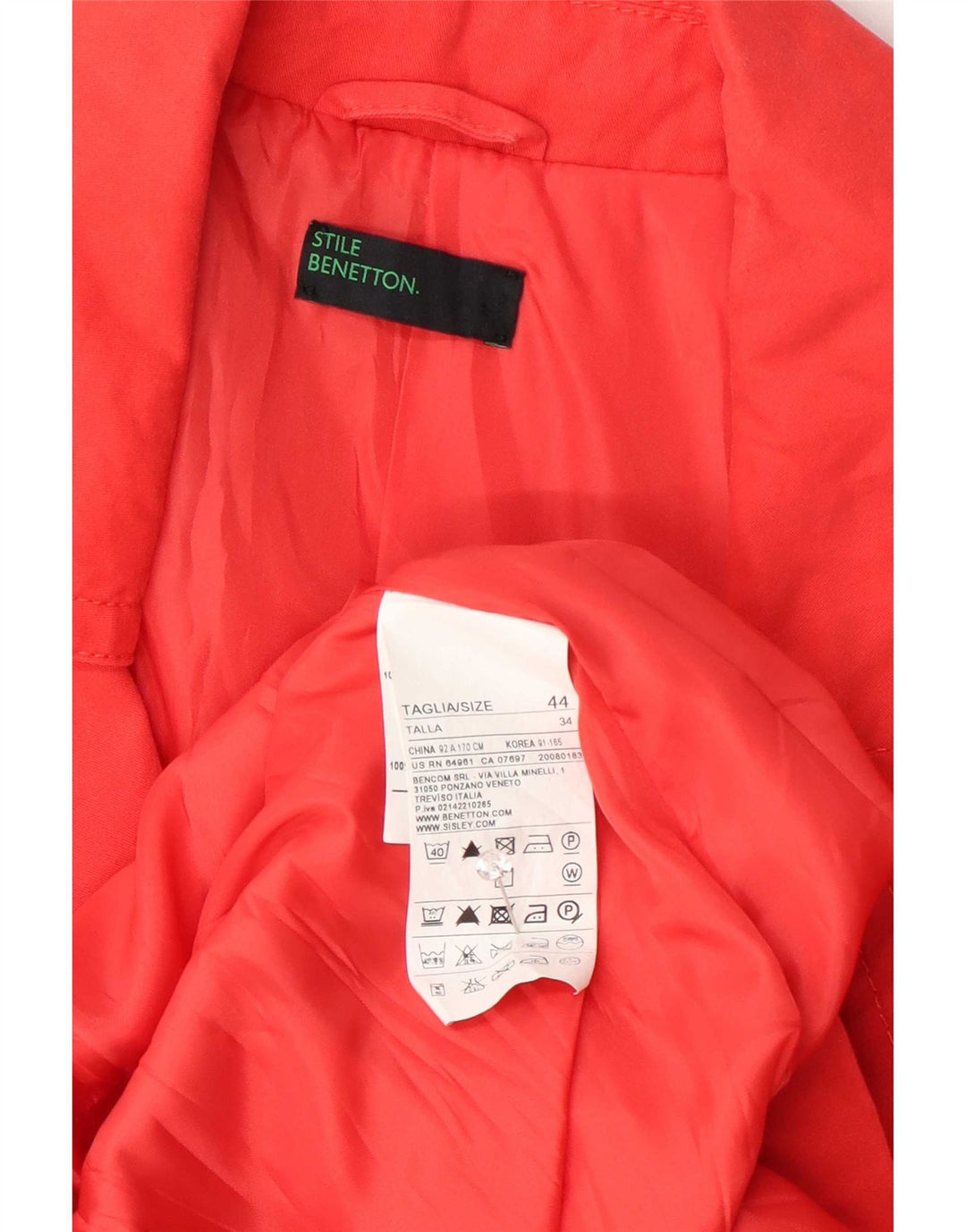 Trench Donna Benetton IT 44 Rosso Medio Cotone