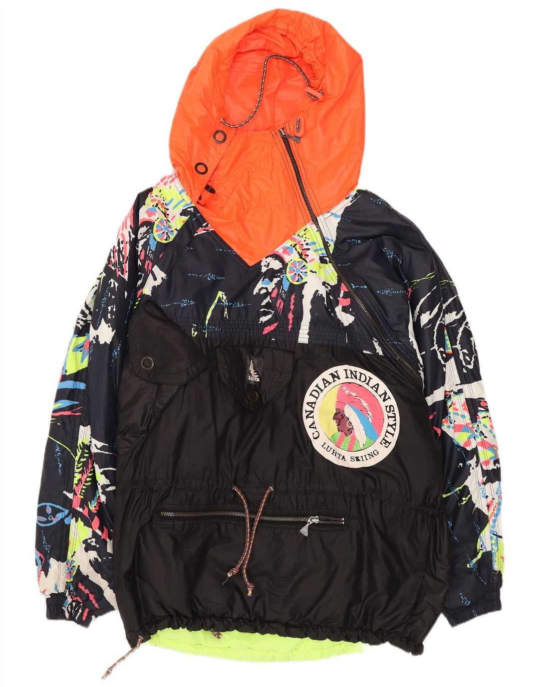 Luhta Giacca antipioggia oversize da donna UK 18 XL Colorblock nero