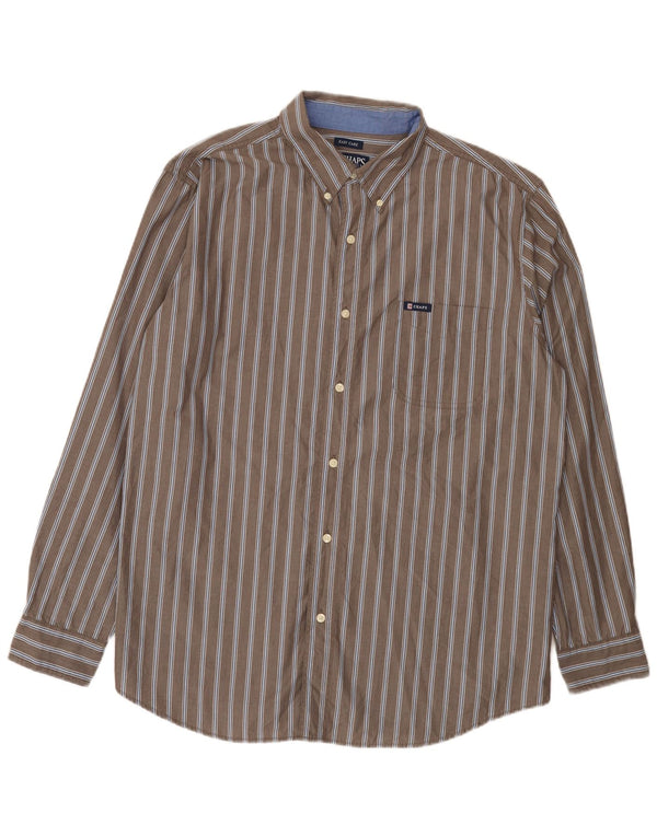 Camicia Chaps da uomo Easy Care XL in cotone gessato grigio