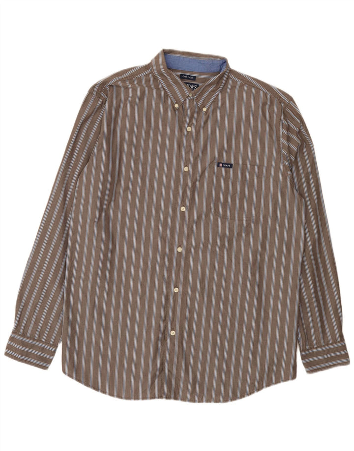 Camicia Chaps da uomo Easy Care XL in cotone gessato grigio