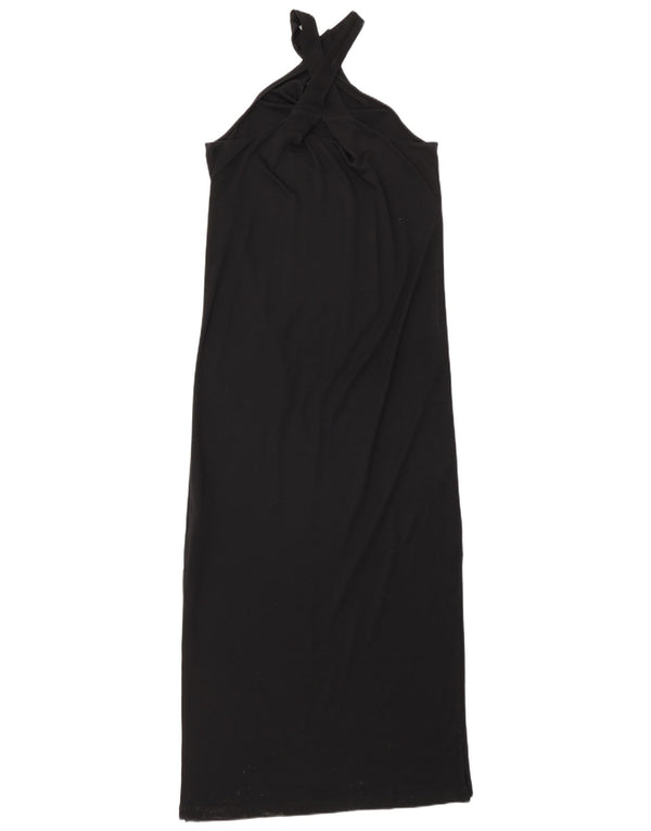 Massimo Dutti Abito lungo senza maniche da donna UK 10 Piccolo Lyocell nero