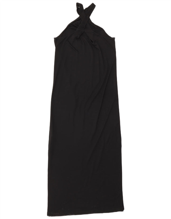 Massimo Dutti Abito lungo senza maniche da donna UK 10 Piccolo Lyocell nero