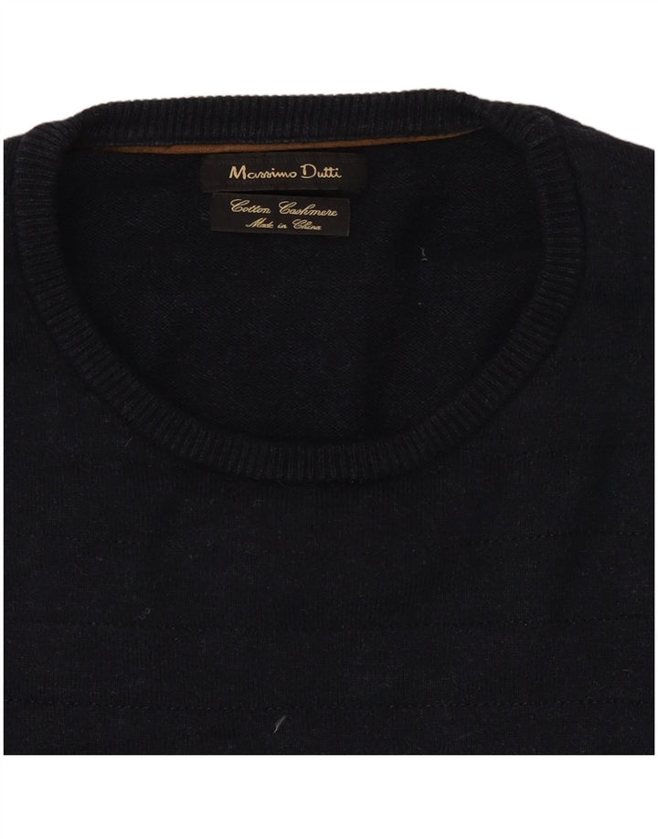 Maglione maglione girocollo da uomo Massimo Dutti in cotone blu navy medio