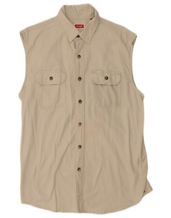 Camicia senza maniche da uomo Wrangler in cotone beige medio