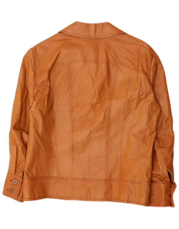 Giacca in pelle vintage da uomo UK 36 piccola marrone