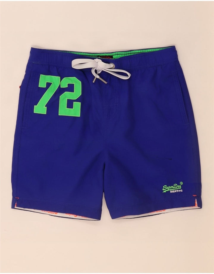 Pantaloncini da bagno grafici da uomo Superdry in poliestere blu medio