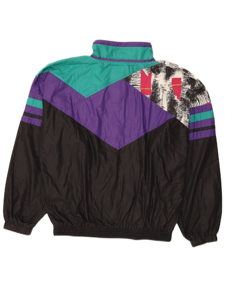 VINTAGE Giacca da uomo pullover da tuta da uomo color block medio nero