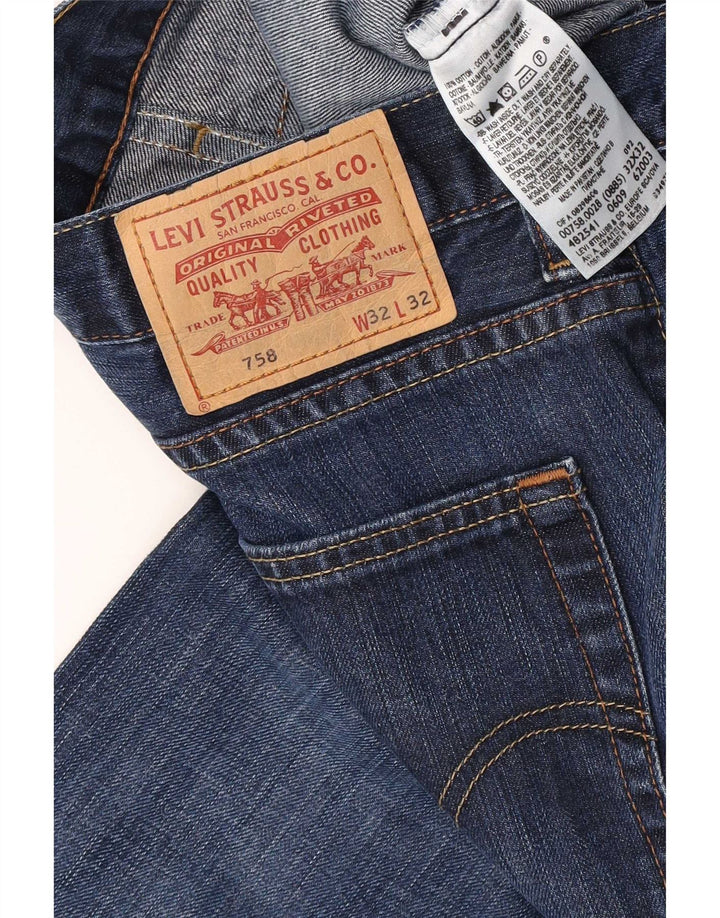 Levi's Uomo 758 Jeans dritti invecchiati W32 L32 Cotone blu navy