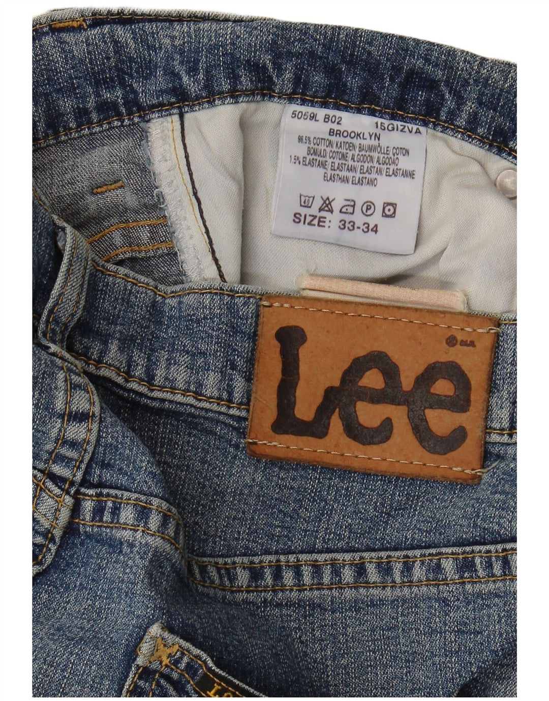 LEE Mens Brooklyn Straight Jeans W33 L27 Blue Cotton