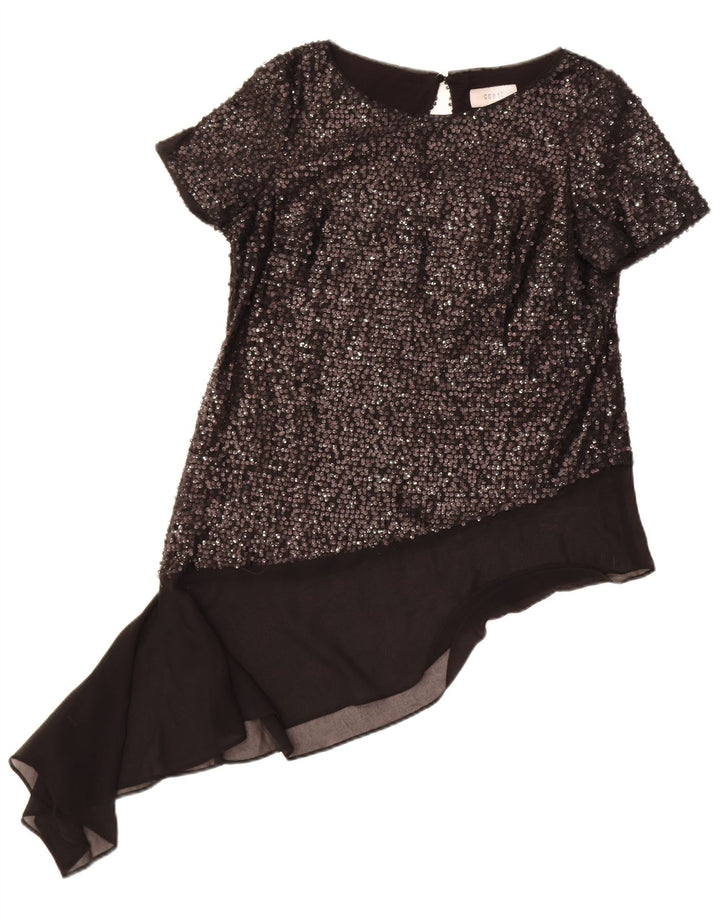 Top camicetta asimmetrica da donna Coast UK 12 medio nero