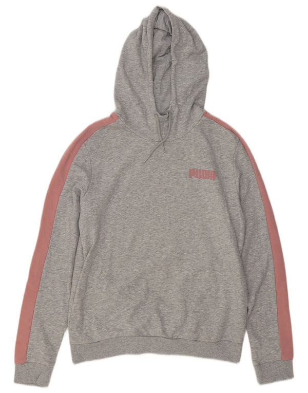 Felpa con cappuccio grafica da donna Puma UK 14 Large in cotone color block grigio