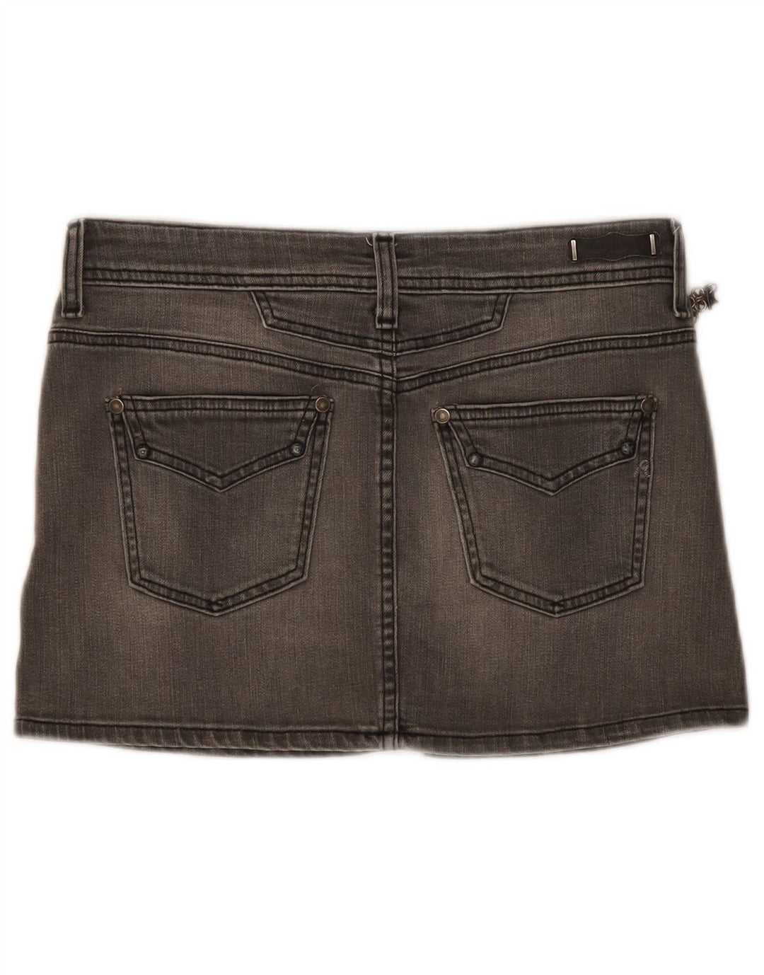 Mini gonna di jeans da donna Replay W28 in cotone grigio medio