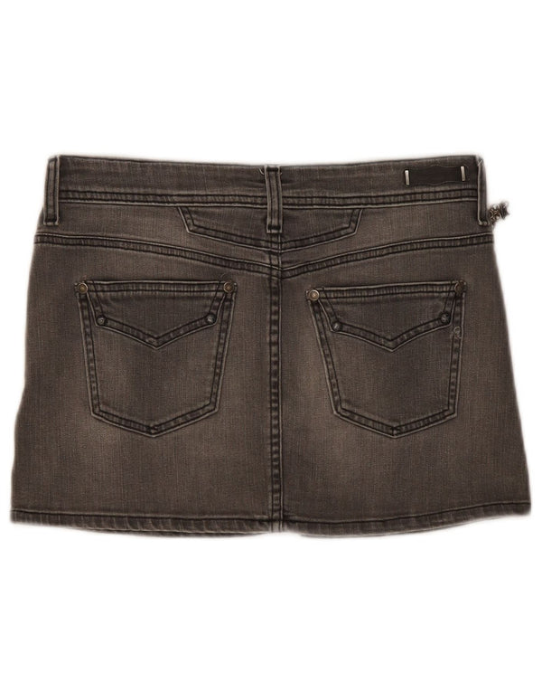 Mini gonna di jeans da donna Replay W28 in cotone grigio medio