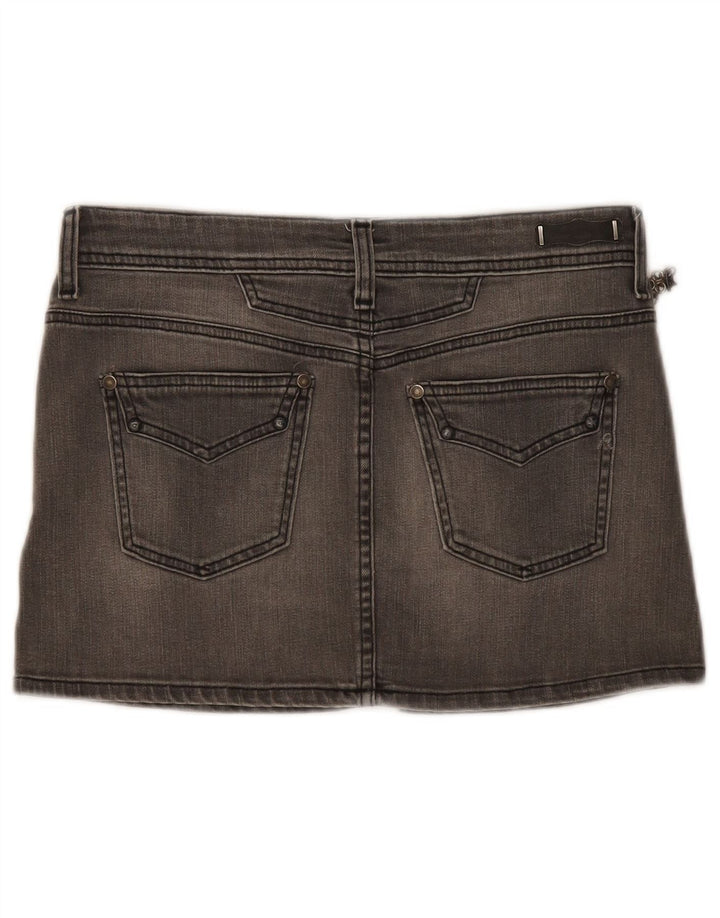 Mini gonna di jeans da donna Replay W28 in cotone grigio medio