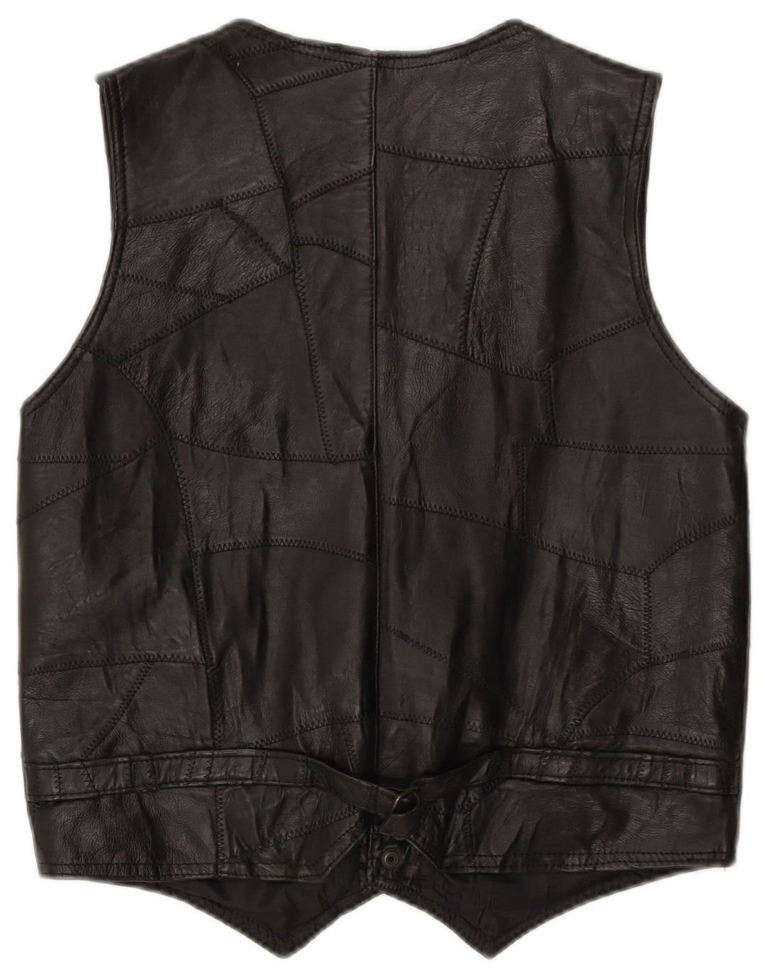 Gilet in pelle da uomo vintage XL patchwork nero