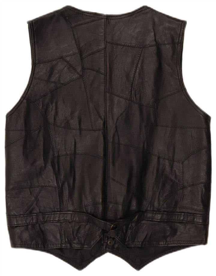 Gilet in pelle da uomo vintage XL patchwork nero