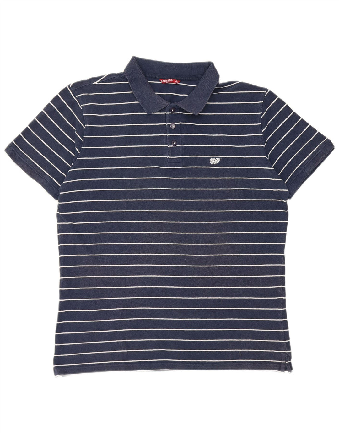Polo Carrera da uomo a maniche corte, grande, a righe blu navy