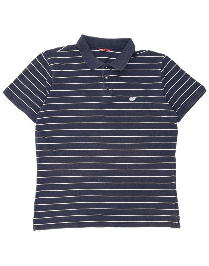 Polo Carrera da uomo a maniche corte, grande, a righe blu navy