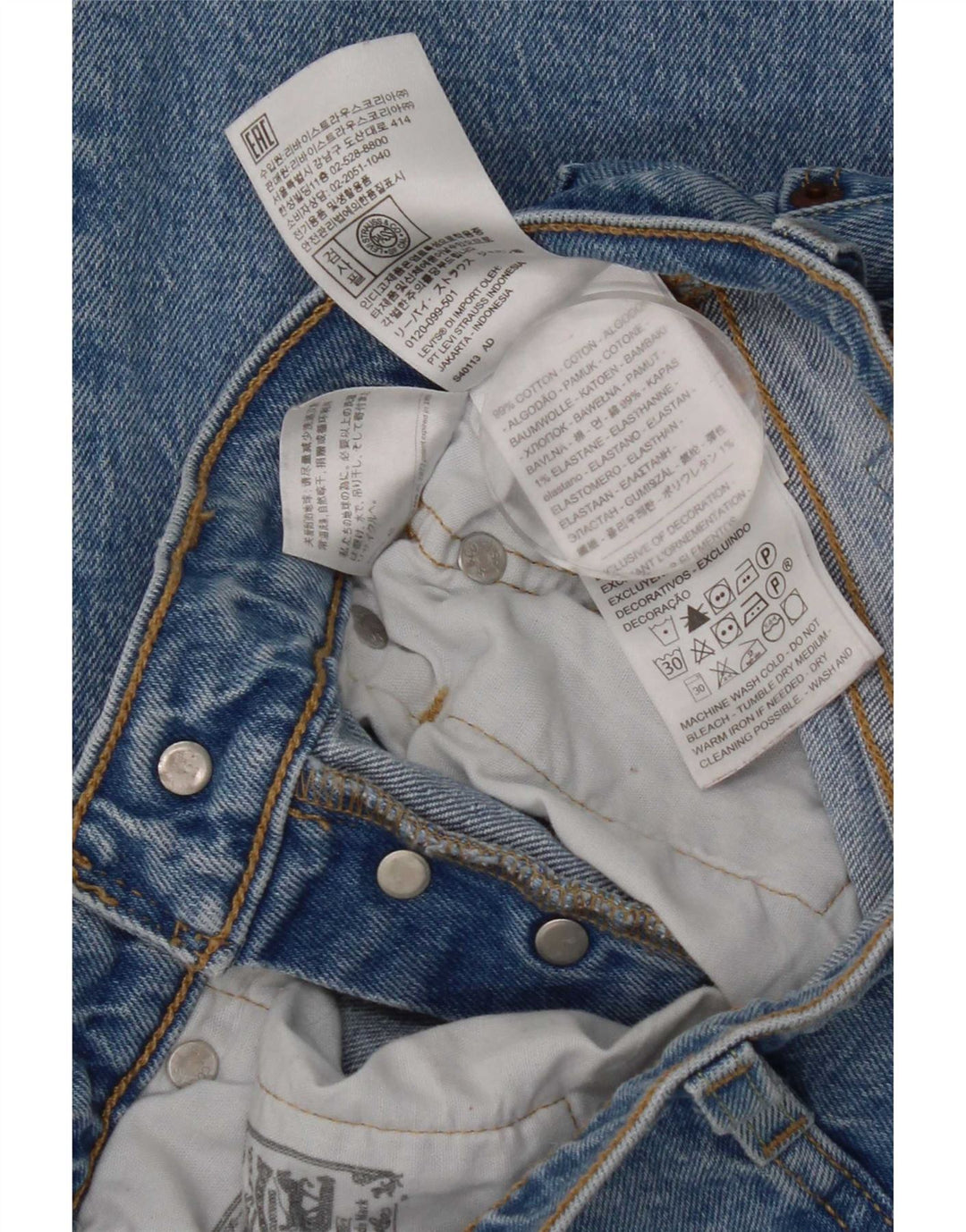 Jeans dritti 501 da donna Levi's W26 L28 cotone blu