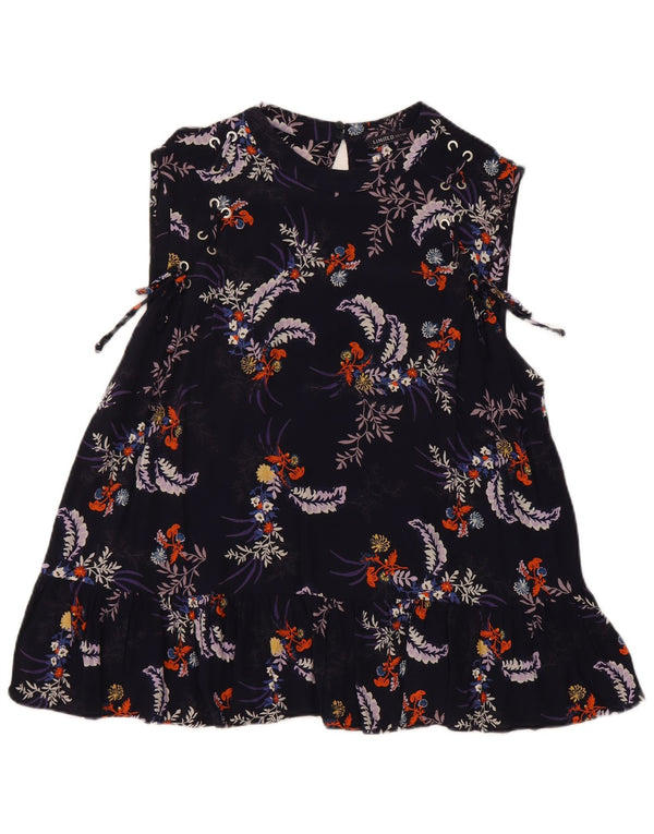 Camicetta senza maniche da donna Marks & Spencer UK 18 XL Blu navy floreale