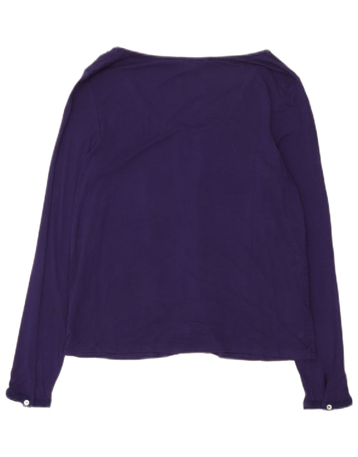 WHITE STUFF Top da donna a maniche lunghe UK 10 Small Purple Viscosa