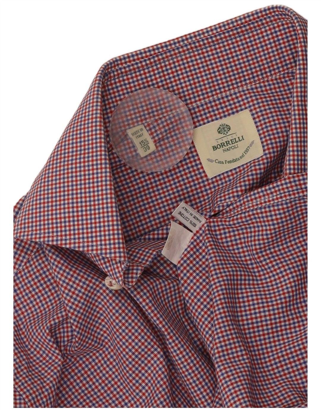 Camicia da uomo BORRELLI taglia 39 15 1/2 cotone a quadri multicolore medio