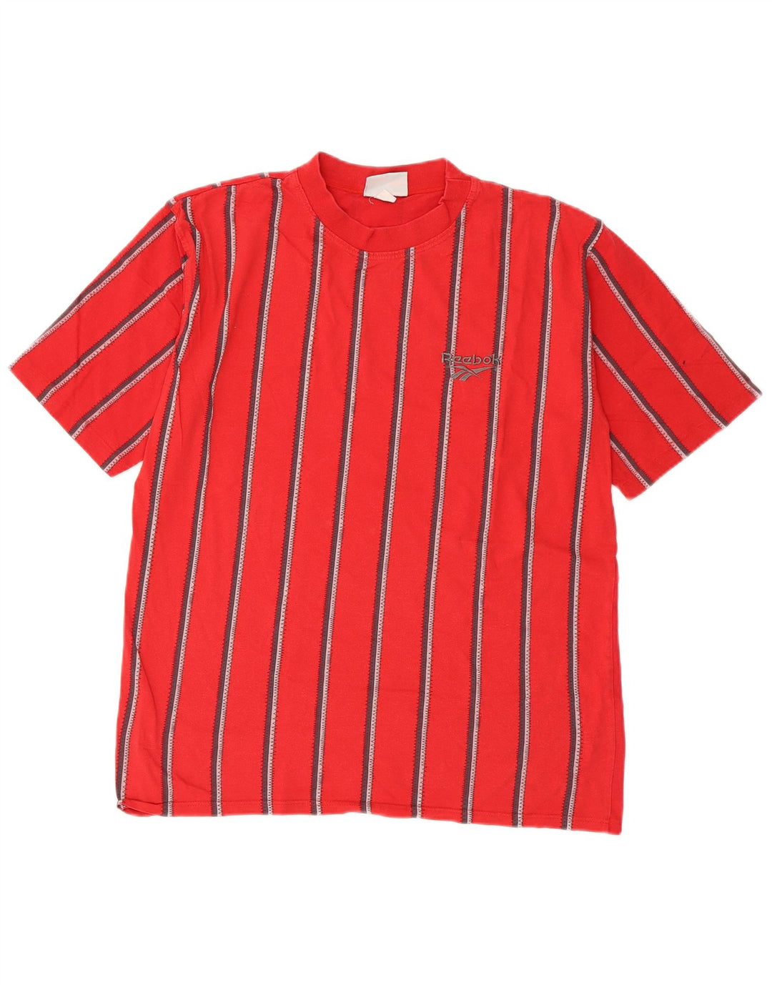 T-shirt Reebok da uomo Top in cotone a righe rosse medie