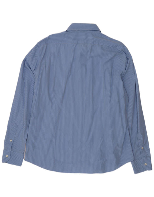 Camicia da uomo Roberto Cavalli taglia 44 17 1/2 XL cotone gessato blu