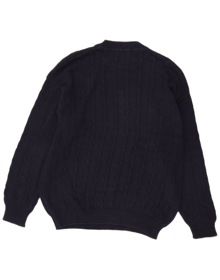 Maglione da uomo girocollo Benetton grande in cotone blu navy