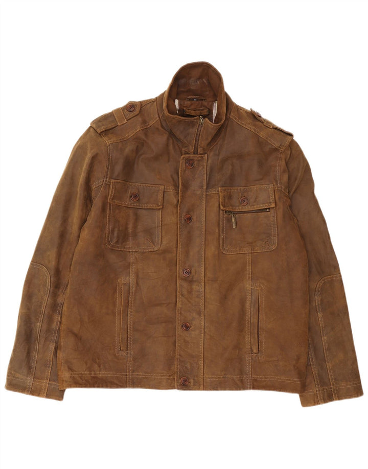 Giacca militare da uomo in pelle scamosciata Engbers IT 52 XL in pelle marrone