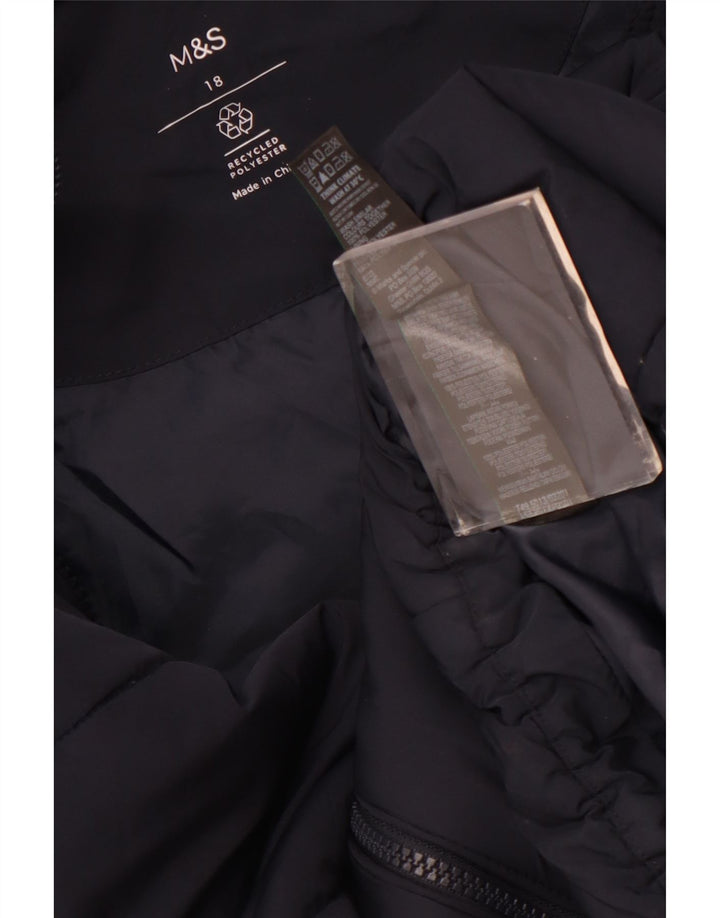 Giacca imbottita con cappuccio da donna Marks & Spencer UK 18 XL poliestere blu navy