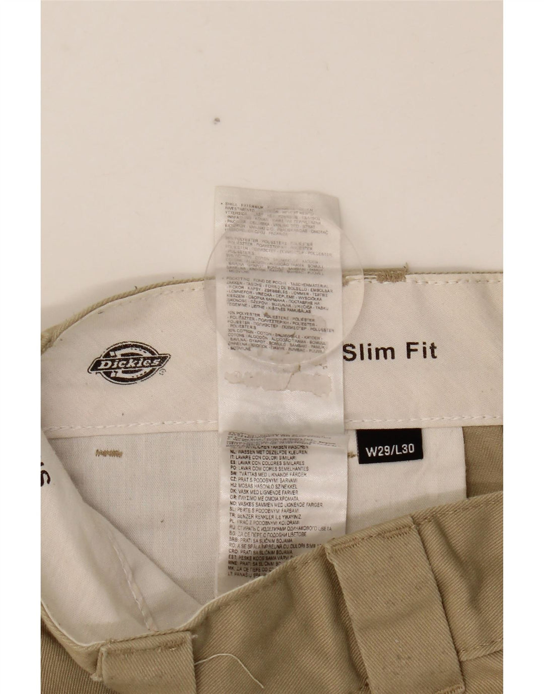DICKIES Pantaloni chino slim fit da uomo W29 L30 Poliestere beige