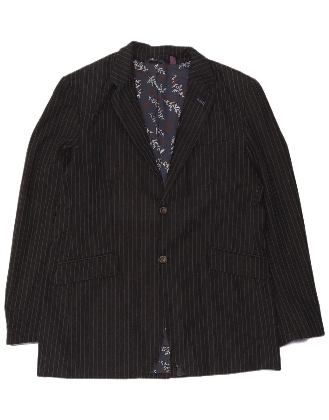 Giacca blazer da uomo a 2 bottoni Ted Baker taglia 6 2XL cotone gessato blu navy