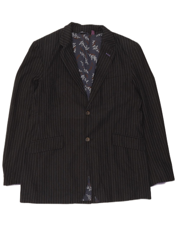 Giacca blazer da uomo a 2 bottoni Ted Baker taglia 6 2XL cotone gessato blu navy