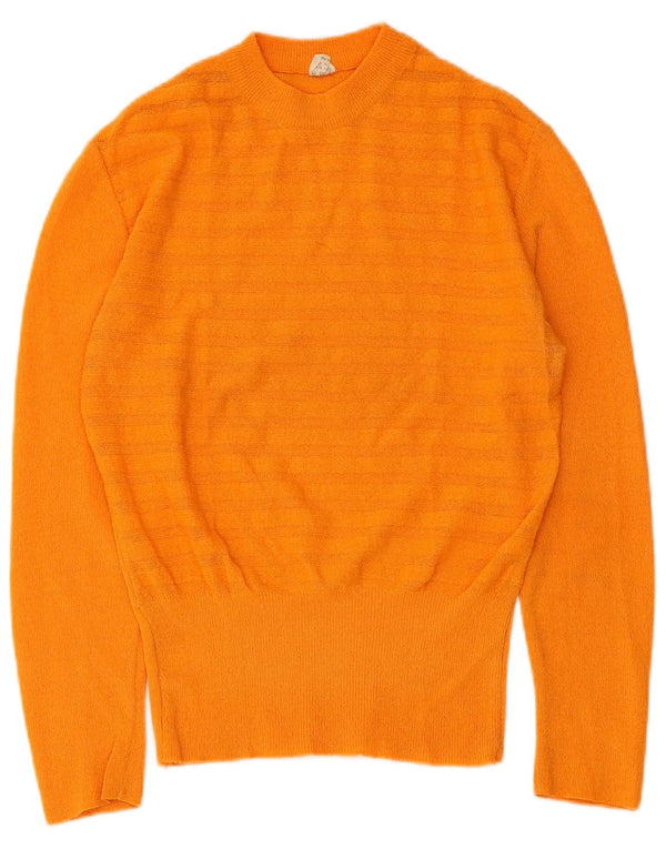Maglione girocollo da donna vintage IT 46 a righe grandi arancioni