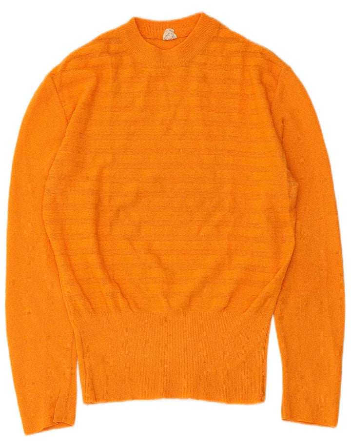 Maglione girocollo da donna vintage IT 46 a righe grandi arancioni