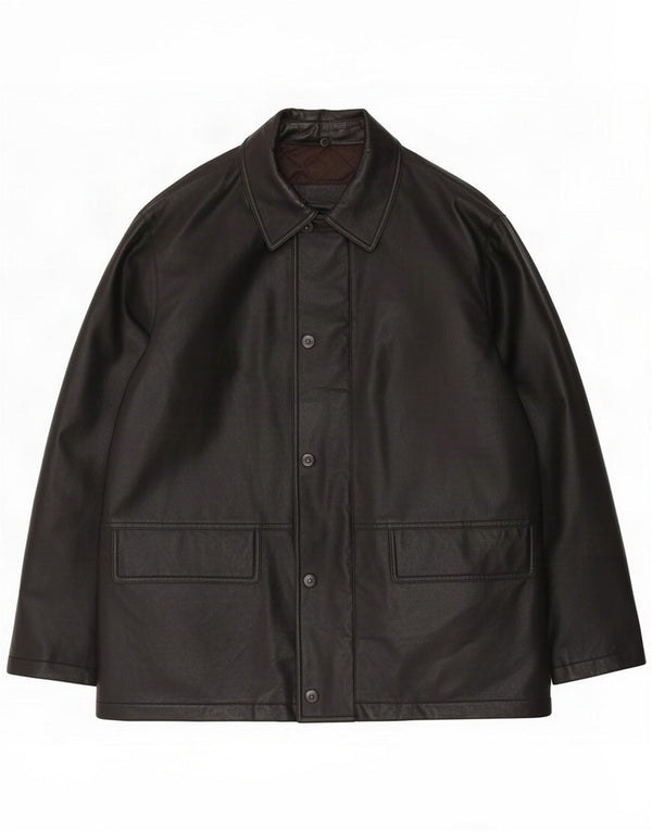 Cappotto giacca a vento da uomo in ecopelle Porto di Panama IT 50 grande cotone nero