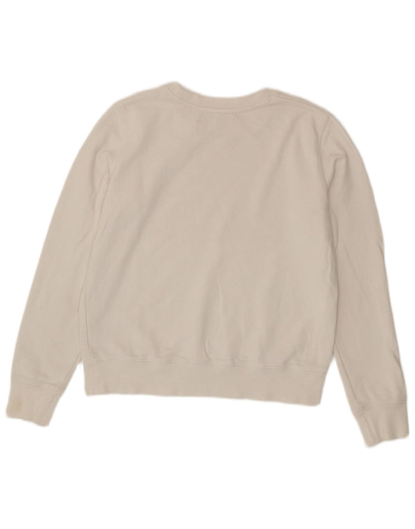 Calvin Klein Jeans da donna Graphic Crop Felpa Jumper UK 10 Small Bianco