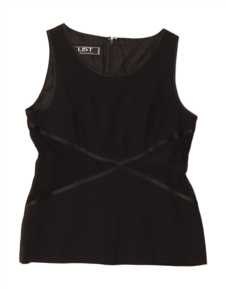 LIST BOUTIQUE Womens Sleeveless Blouse Top IT 40 Small Black Acetate Vintage List Boutique and Second-Hand List Boutique from Messina Hembry 