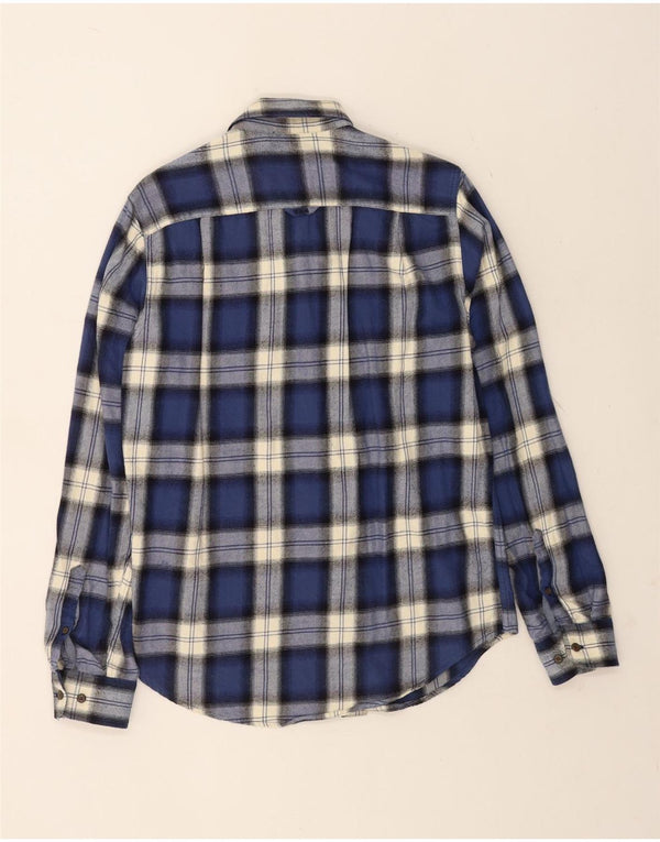Camicia da uomo in flanella Superdry piccola in cotone scozzese blu navy