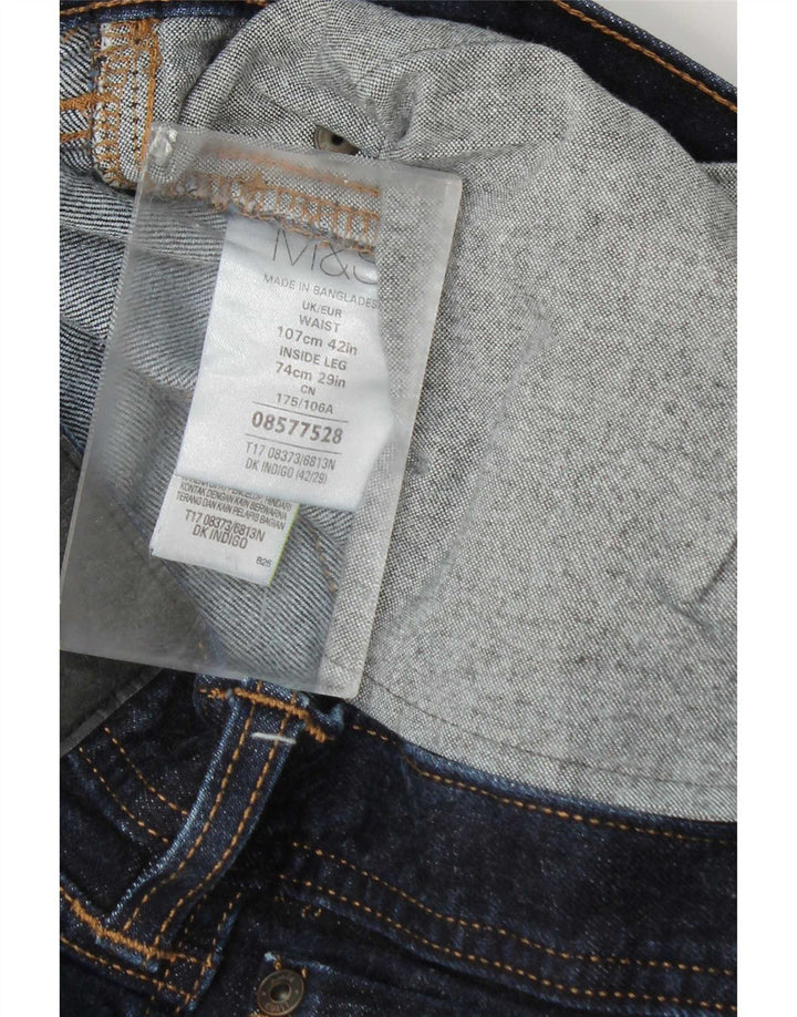 Jeans dritti da uomo Marks & Spencer W42 L29 cotone blu navy