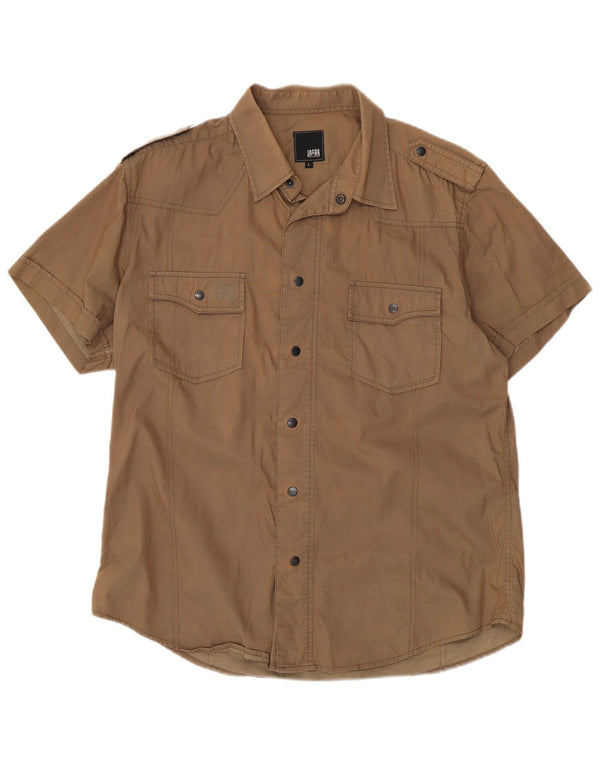 Camicia militare a maniche corte da uomo Jack & Jones, grande, in nylon marrone