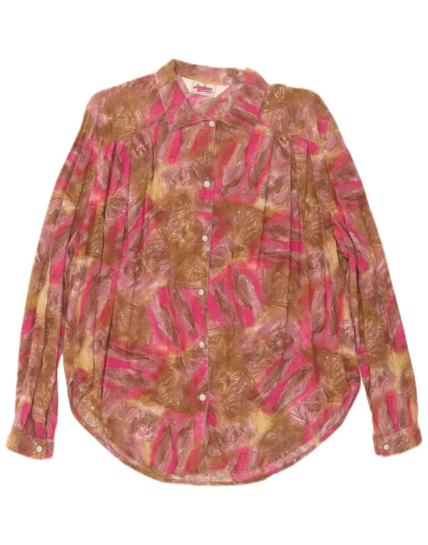 Camicetta camicia vintage da donna con motivo astratto UK 18 XL multicolore